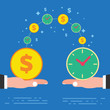 © Graf Vishenka - Time is money business concept design. Two hand holding golden p