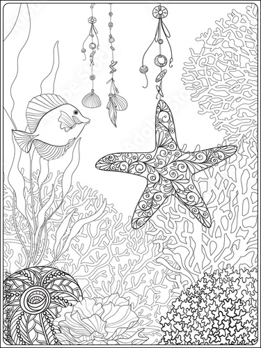 Coral reef collection.Anti stress coloring book for adult ...