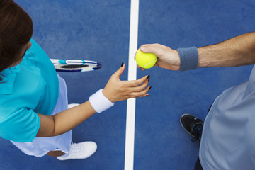 Wall Mural - Tennis Players Serve Practicing Exercising Concept