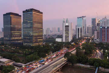 Wall Mural - Sunset over Jakarta