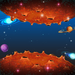 Wall Mural - scene with planets in galaxy