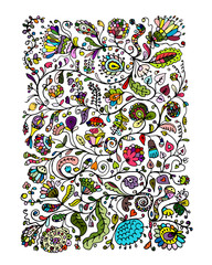 Aufkleber - Floral pattern, sketch for your design