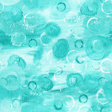 Abstract Seamless Watercolor Background Print With Teal And Whit