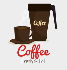 Sticker - cup coffee and plate graphic vector illustration eps 10