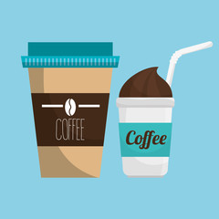 two cup coffee fresh and hot graphic vector illustration eps 10