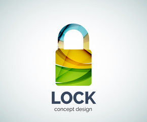 Lock logo business branding icon, created with color overlapping elements