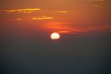 Fototapeta Zachód słońca - sunset on mountain, subject is blurred and low key