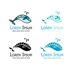  Whales logo set, sketch for your design