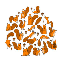 Sticker - Funny squirrel with nut, collection for your design