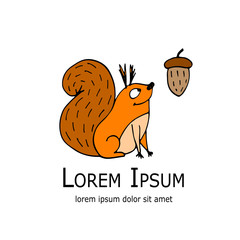 Poster - Funny squirrel with nut for your design