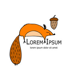 Poster - Funny squirrel with nut for your design