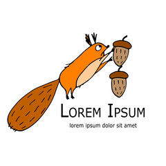 Poster - Funny squirrel with nut for your design
