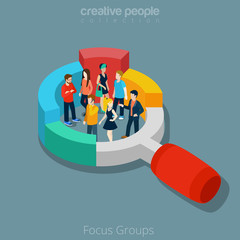 Wall Mural - flat isometric people vector illustration social focus group 3d