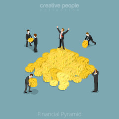 Wall Mural - flat isometric business man financial pyramid vector 3d concept.
