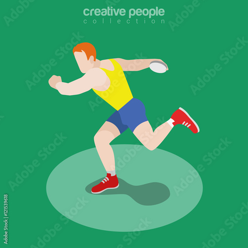 Flat Isometric Athletic Discus Throw Vector Sport Man Disc 3d Stock Vector Adobe Stock