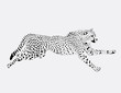 figure running Leopard on a grey background