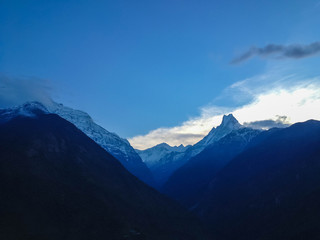 Annapurna, Machapuchare, mountain from Chhomrong village, Nepal