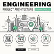 Modern engineering construction big pack. Thin line icons archit
