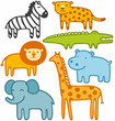 Wild animals vector illustration set