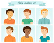 Set of 6 male characters avatars