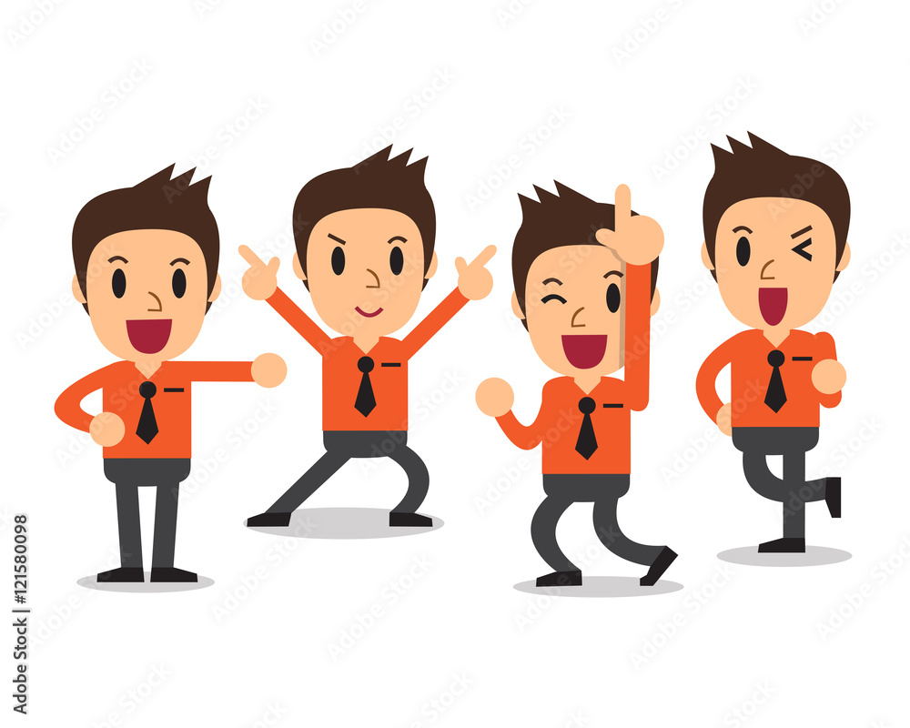 Cartoon businessman character poses set Stock Vector | Adobe Stock