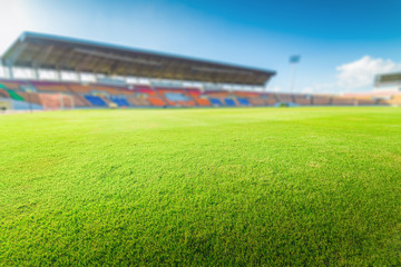 Wall Mural - Green grass in soccer stadium