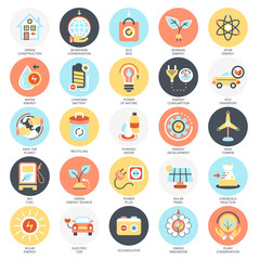 Leinwandbilder - Flat conceptual icons pack of ecology