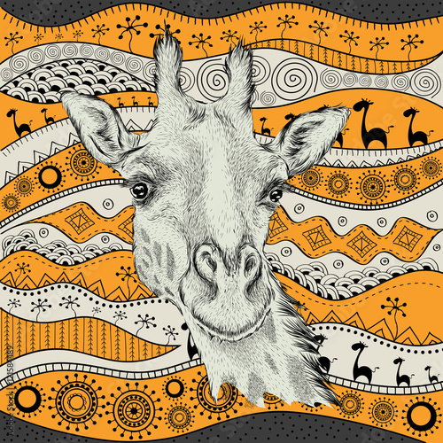  Plakaty ziemia   afryka-zyrafa-etno