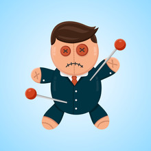 Businessman Or Politician Doll Voodoo Vector Flat Isolated Illustration. Political Or Business Competitor Concept