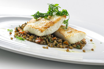 Turbot with crispy lentil Zollino