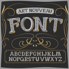 Wall Mural - Vector art nouveau label font on a dark backround.  