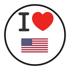 Sticker - J'aime : États-Unis d'Amérique