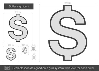 Canvas Print - Dollar sign line icon.