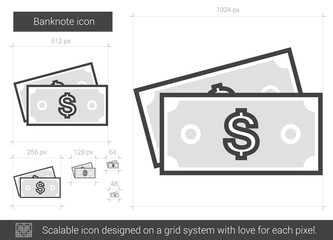 Canvas Print - Banknote line icon.