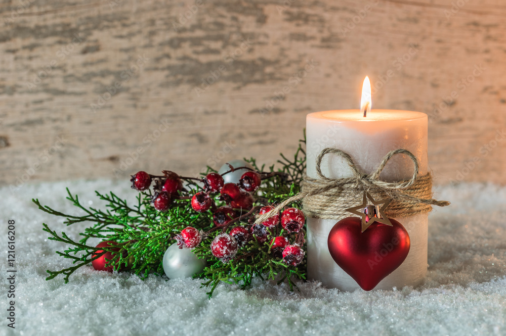 Adventszeit Licht Winter Advent Dekoration Kerze Stock Photo
