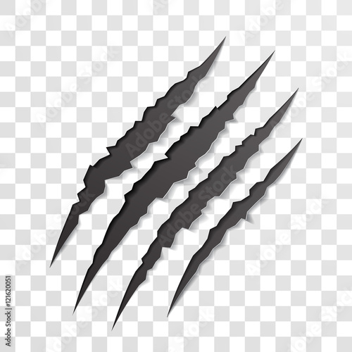 Cuadros en Lienzo Claw scratch mark. Torn scrape trace of beast
