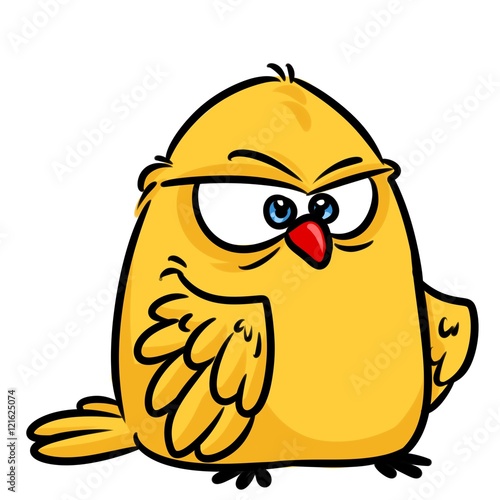 Fotografie, Tablou Yellow Angry Bird cartoon illustration isolated image character