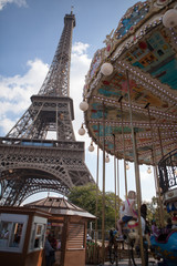 paris eiffel tower with carousel
