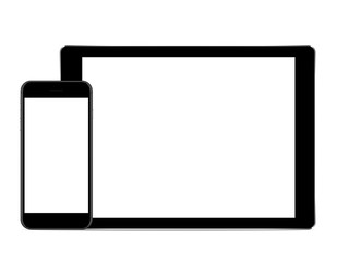 Poster - vector, mock up phone and tablet black color on white background