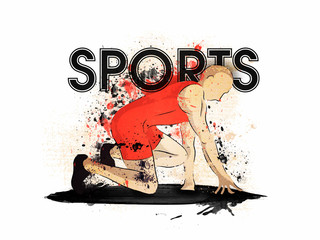 Sticker - Sports background with Runner. Vector Illustration.