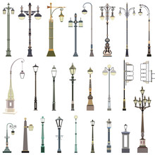 Street Lamps Detailed Vector Illustrations Collection
