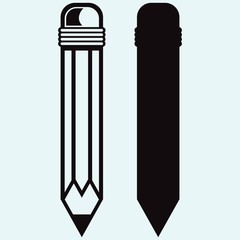 Poster - Pencil icon. Isolated on blue background. Vector silhouettes