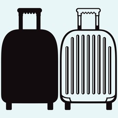 Sticker - Baggage Icon EPS. Isolated on blue background. Vector silhouettes
