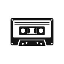Cassette Tape Icon In Simple Style On A White Background Vector Illustration
