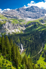 Wall Mural - Waterfall in Klausen Pass, Switzerland