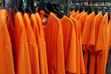 colorful shirts on hangers