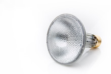A Halogen Flood Light Bulb Isolated On A White Background.