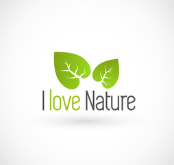 I love nature green sign vector