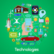 © Sergii Pavlovskyi - Modern Technologies Vector Icons Set with Smart House and Quadrocopter