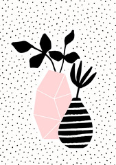 Wall Mural - Pink and Striped Vase with Branches